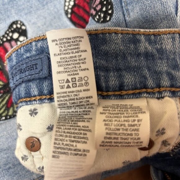 Lucky Brand Womens Y2K Jeans Bridgette Straight Size 26 Butterfly Embroidered - Picture 7 of 13